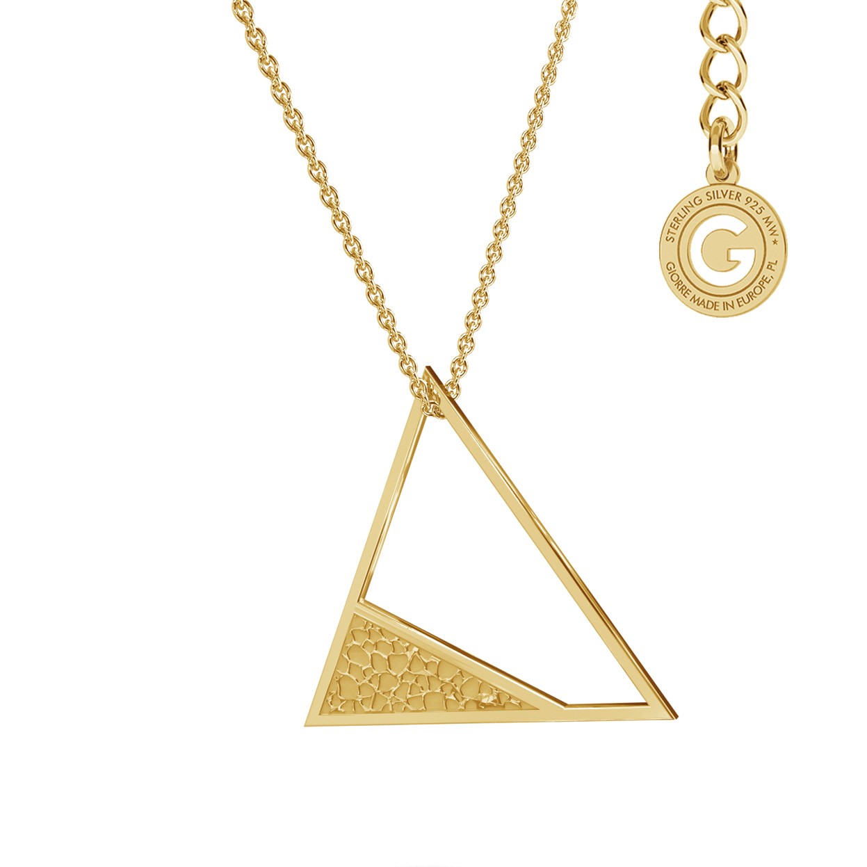 Geometric necklace triangle pendant, sterling silver 925