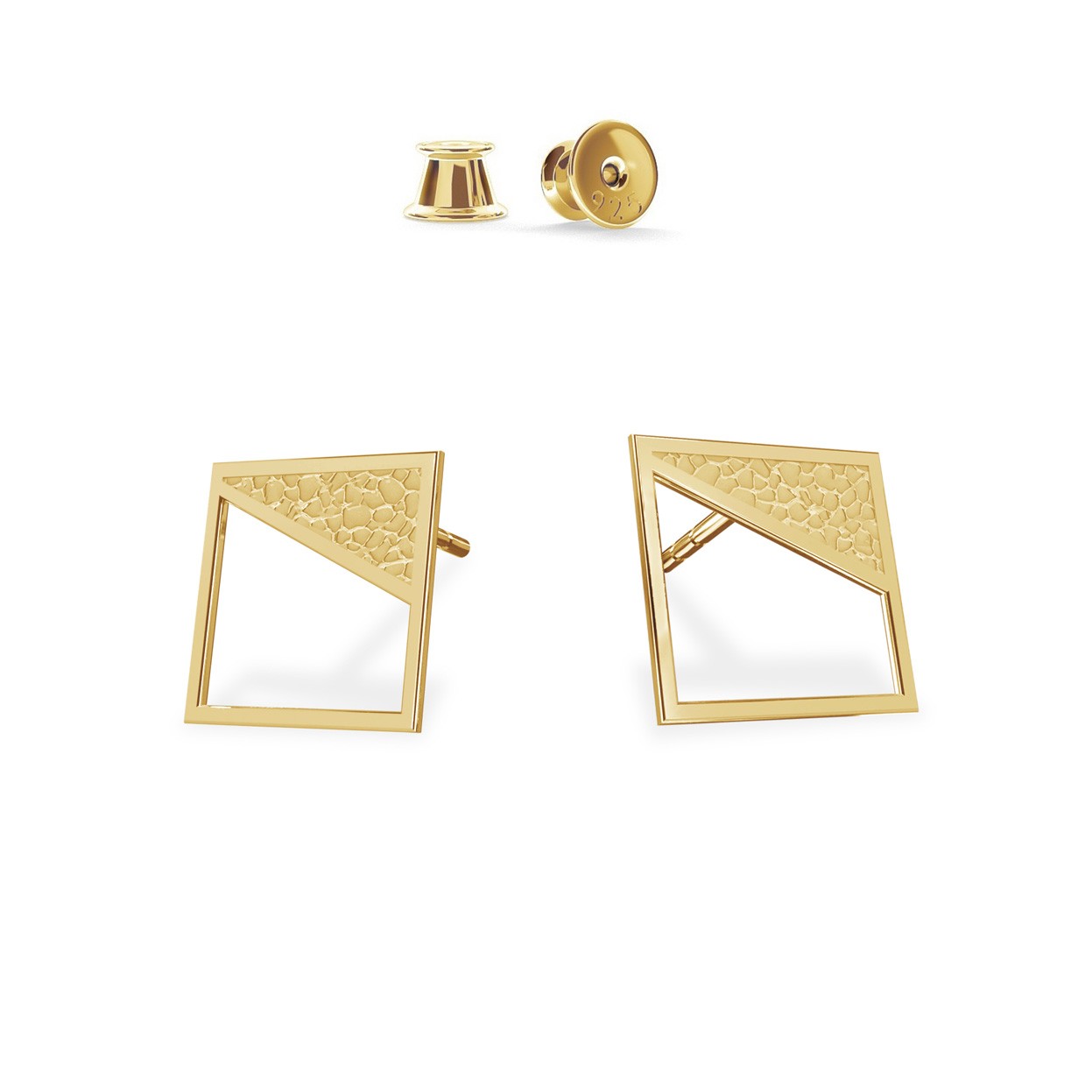 Squares geometric earrings, sterling silver 925