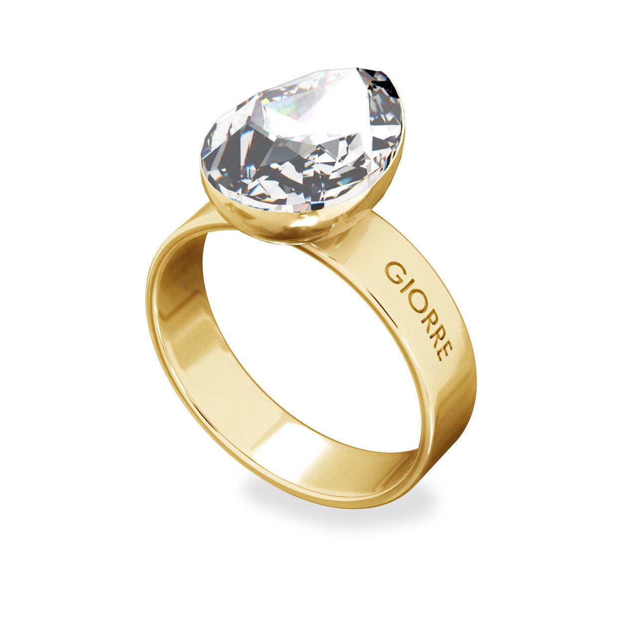 Ring mit birne kristall, silver 925