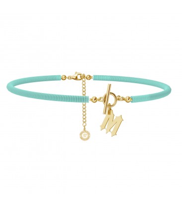 Mint clay choker with your letter, Silver 925