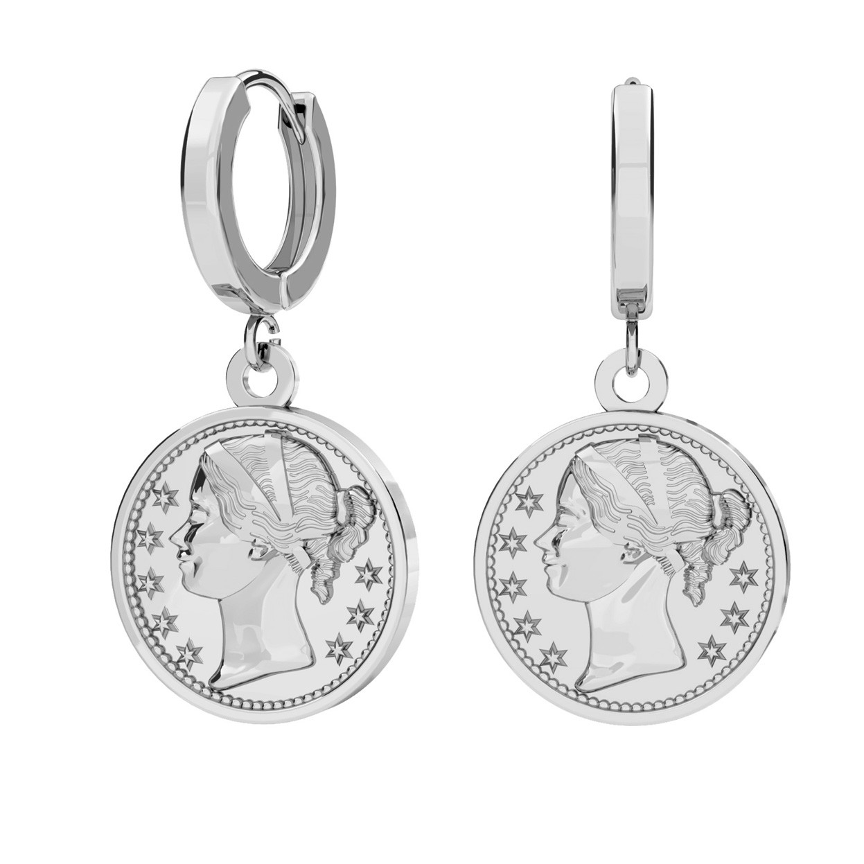 Coins earring, sterling silver 925