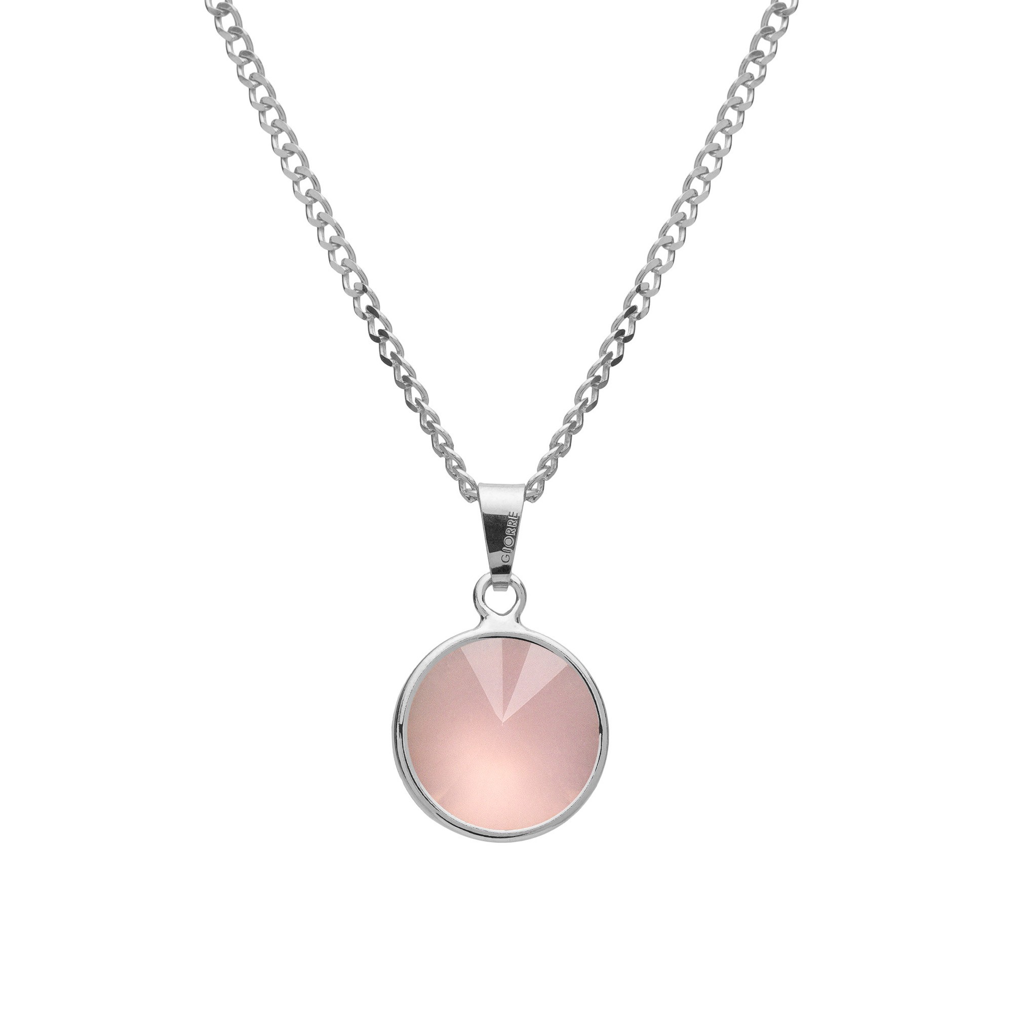 Srebrny naszyjnik z naturalnym kamieniem - kwarc różowy antyczny srebro 925