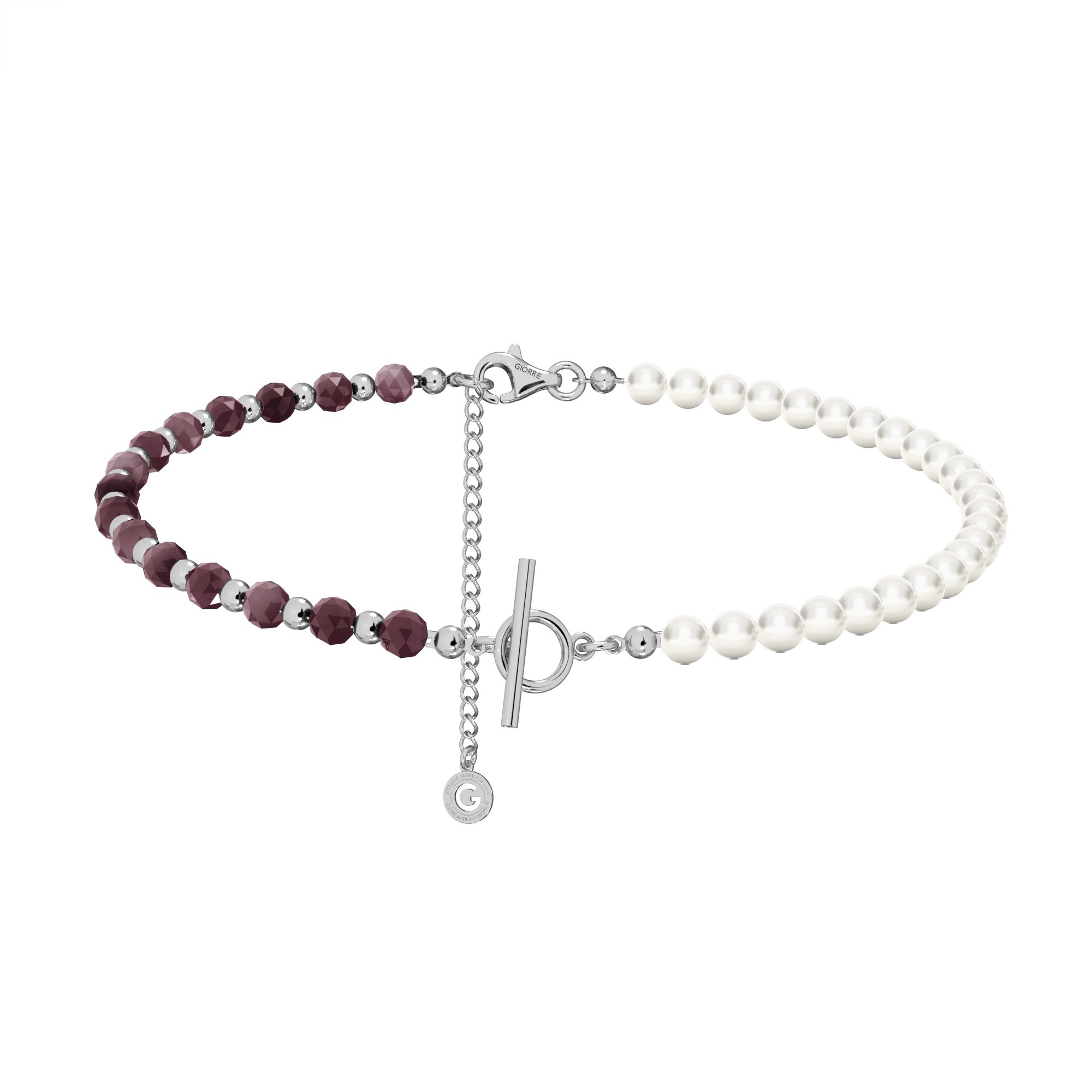 Ruby pearl choker charms base, sterling silver 925