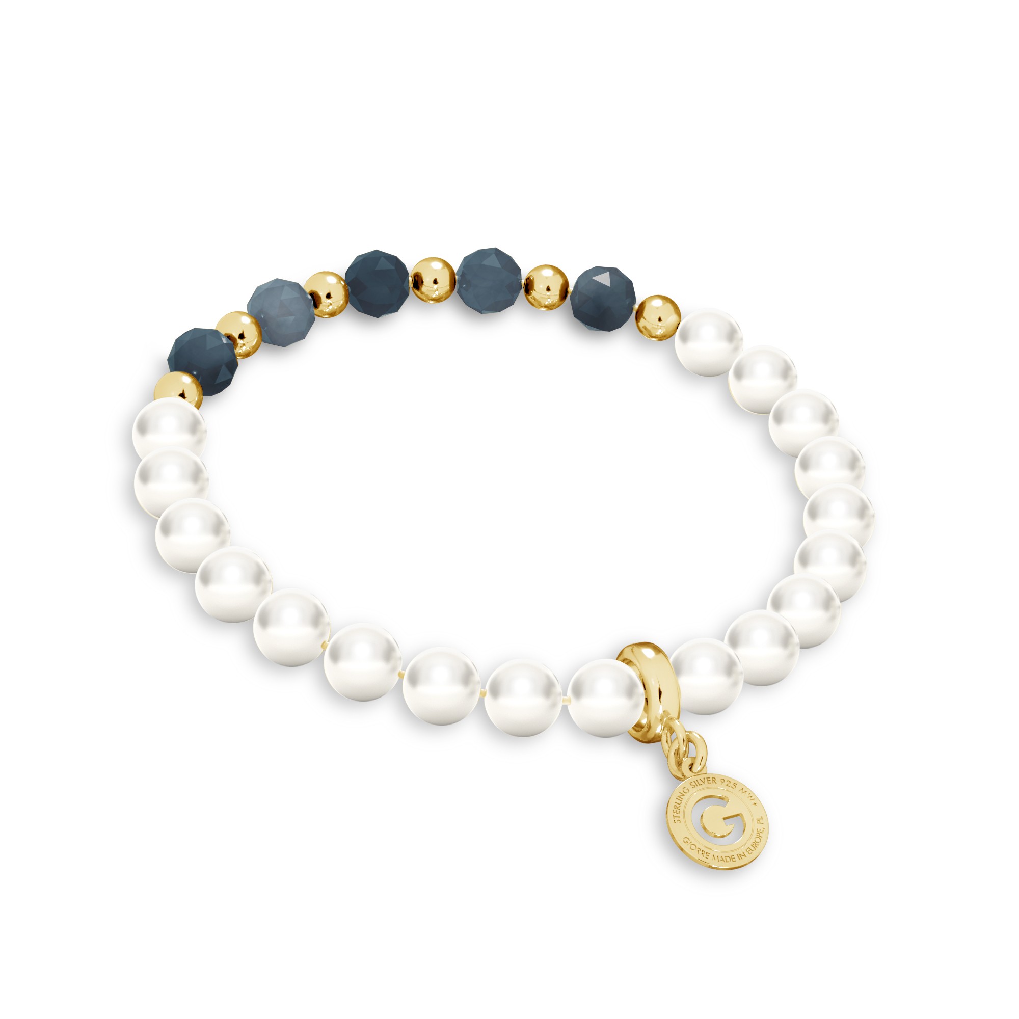 Sapphire pearl bracelet, sterling silver 925