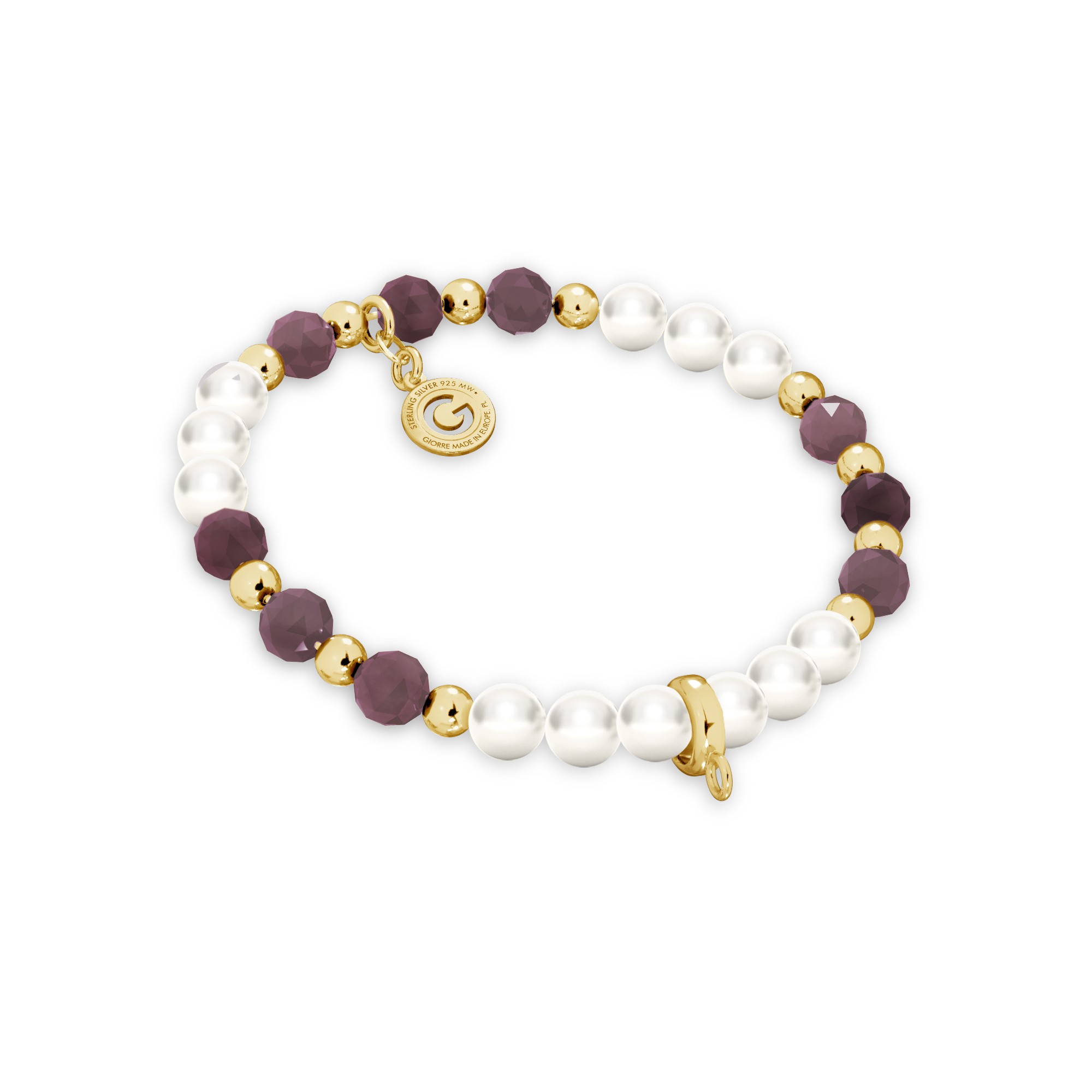 Bracelet de perles rubis argent 925