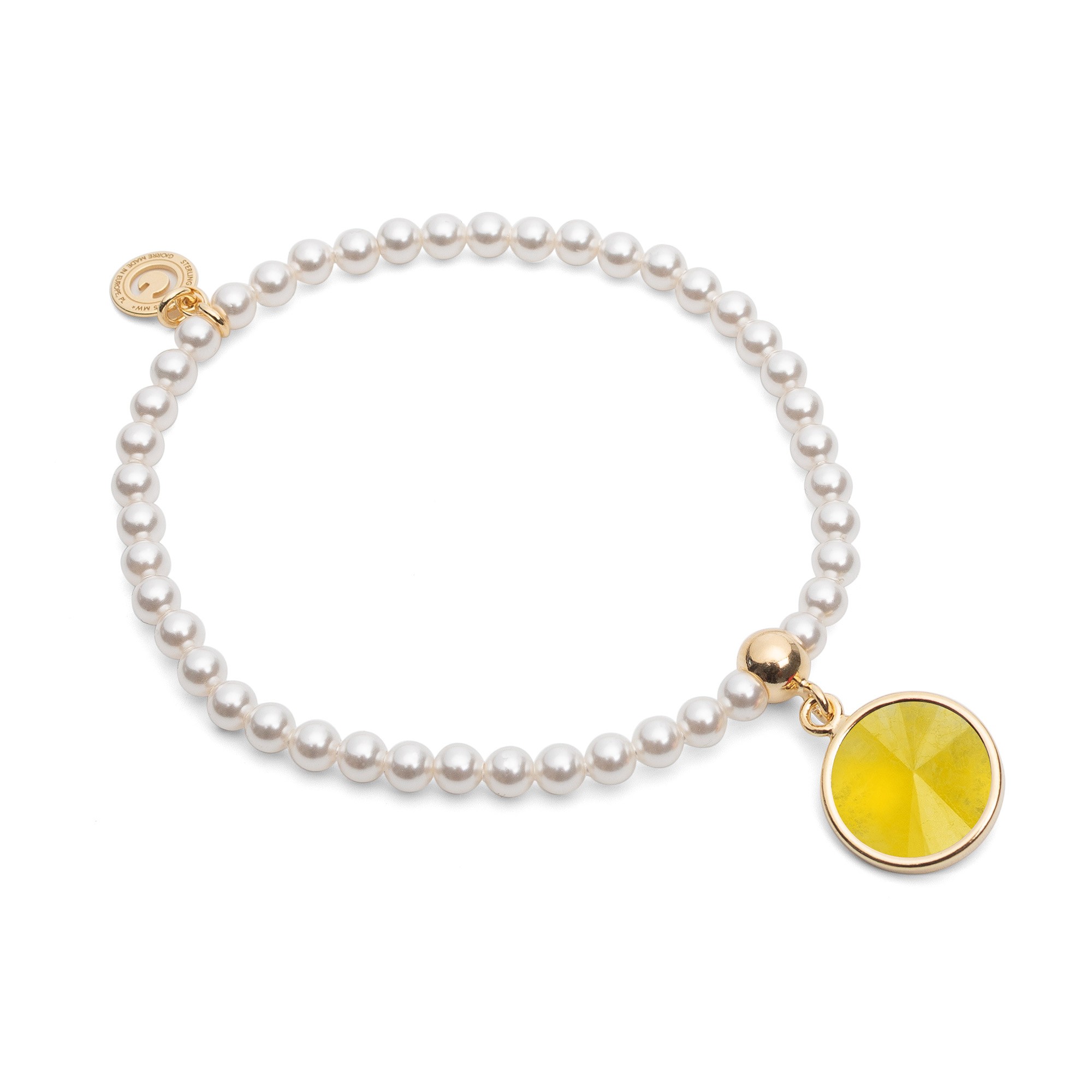 Elastisch perle armband mit naturstein sterling silber 925