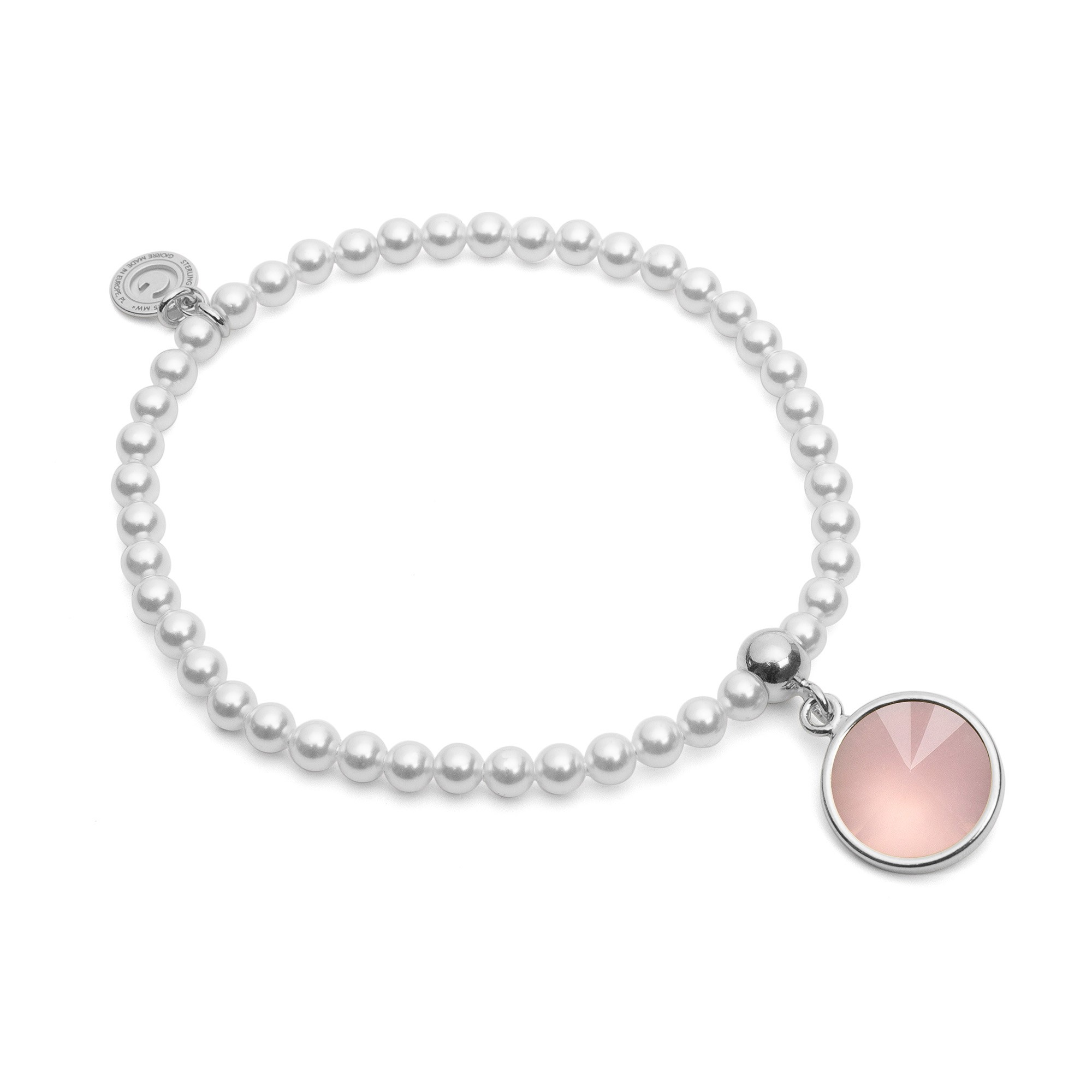 Elastic pearl bracelet with natural stone , sterling silver 925