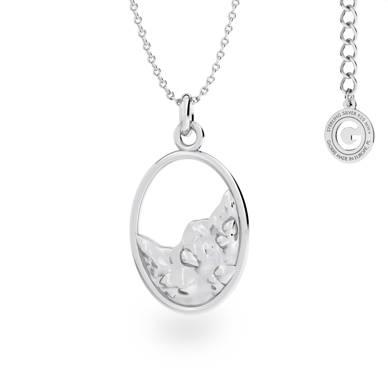 Necklace with decorative ellipse pendant, Silver 925