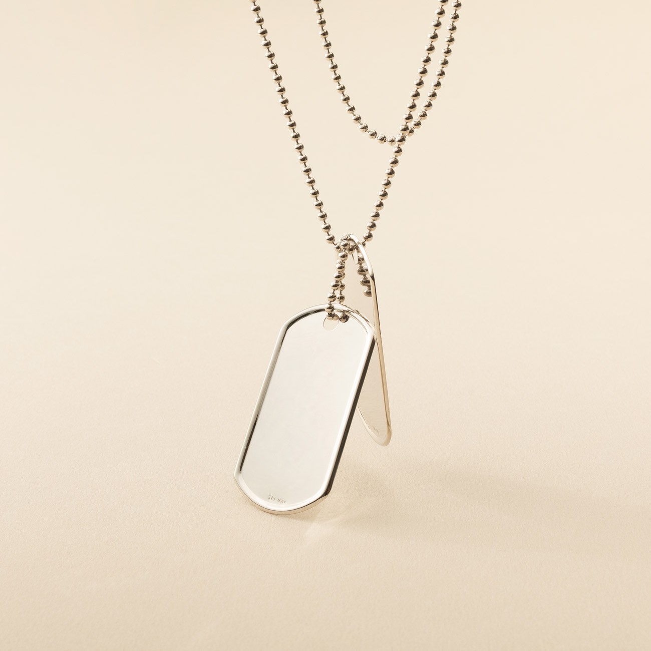 DOG TAG WITH ENGRAVE AND CHAIN SILVER 925,  RHODIUM OR GOLD PLATED
