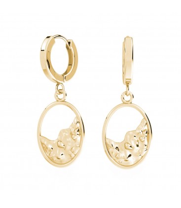 Boucles d'oreilles avec ellipse décorative pendentif, argent 925