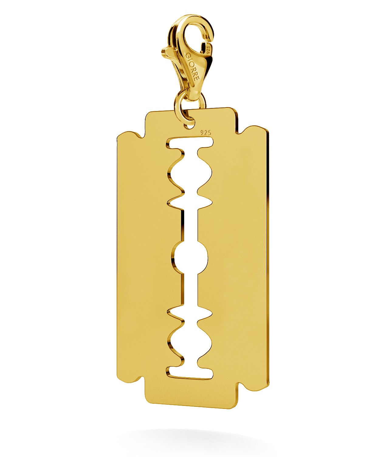 CHARM 134, RAZOR WITH ENGRAVE, STERLING SILVER (925) RHODIUM OR GOLD PLATED