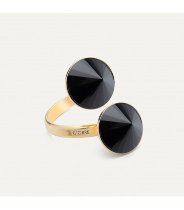 Srebrny pierścionek z dwoma naturalnymi kamieniami - czarny onyks
