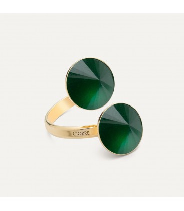 Silver ring with two stones - green jade