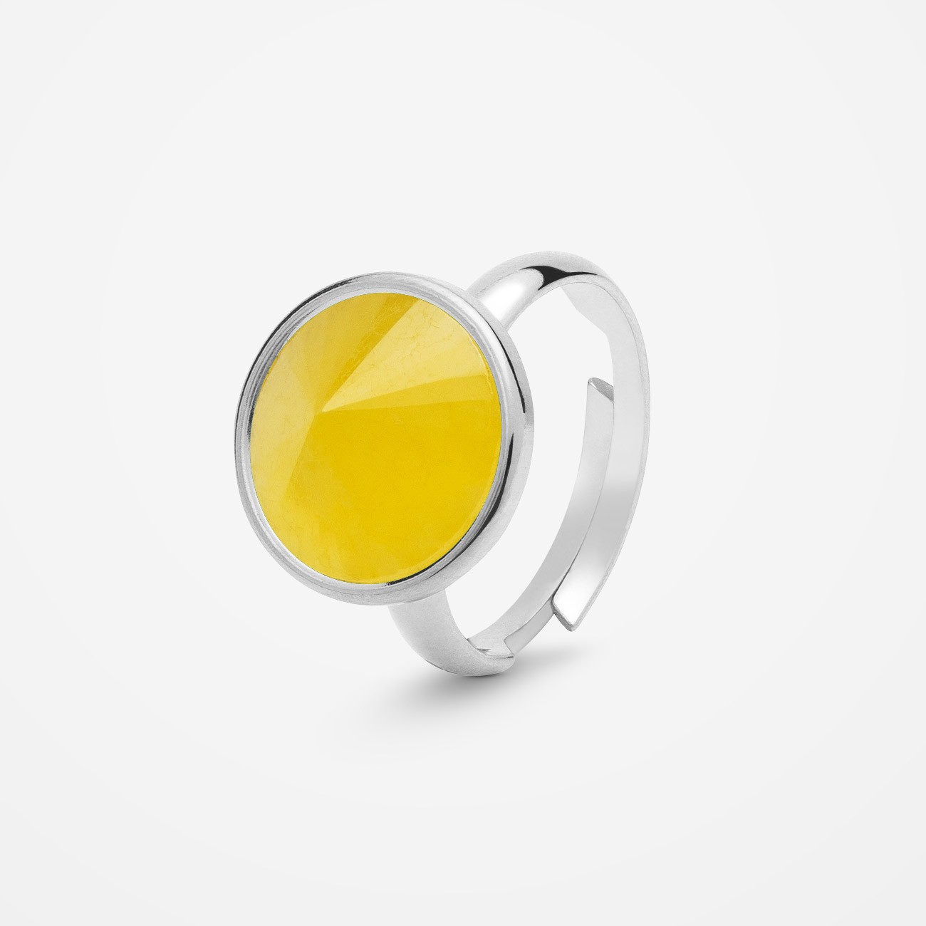 Ring with round natural stone chalcedon, 925