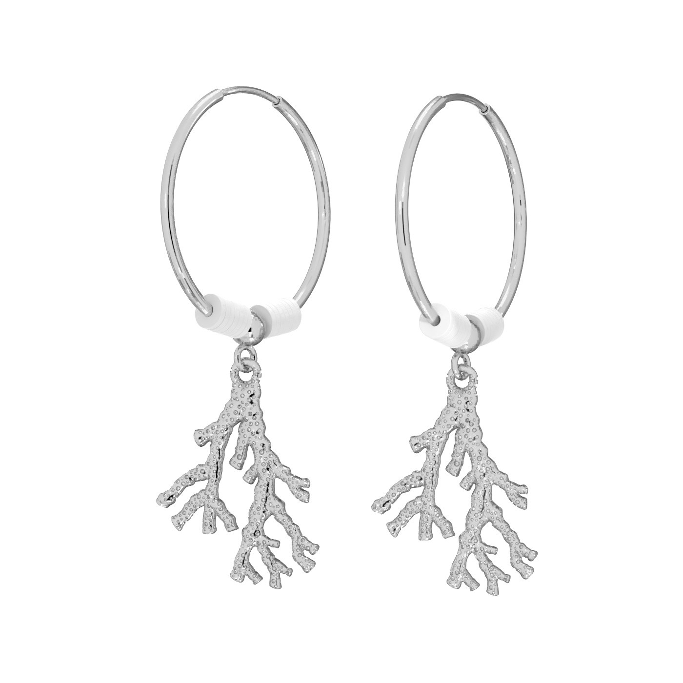 Coral hoop earring, T°ra'vel'' sterling silver 925