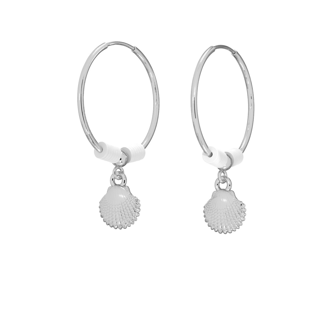 Shell hoop earring, T°ra'vel'' sterling silver 925