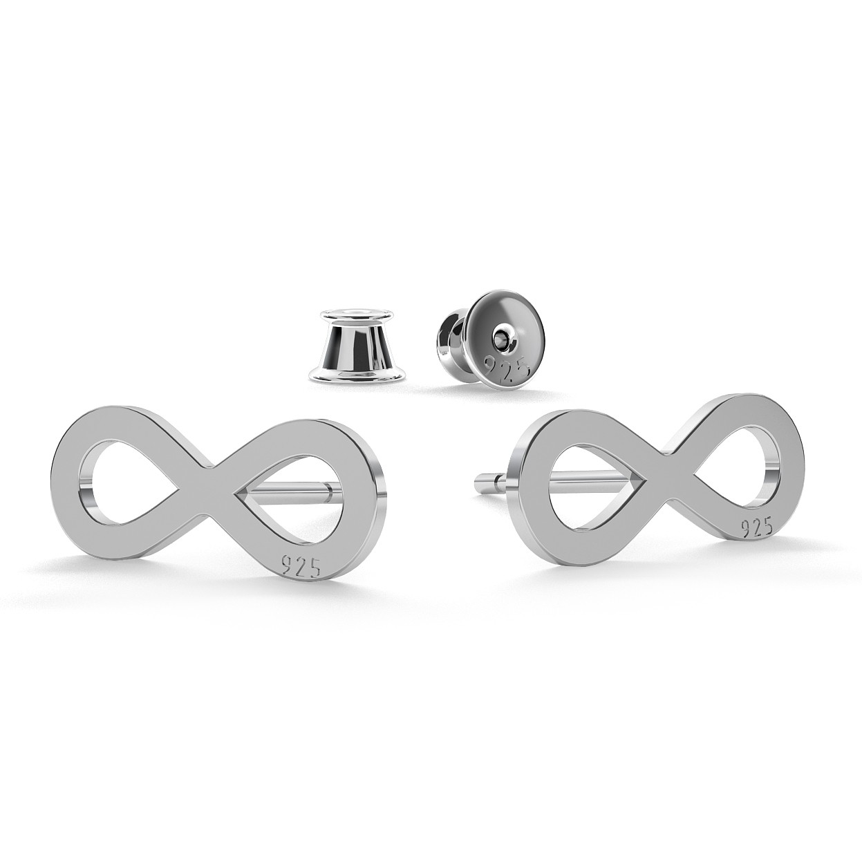 INFINITY EARRINGS, STERLING SILVER (925) RHODIUM OR GOLD PLATED