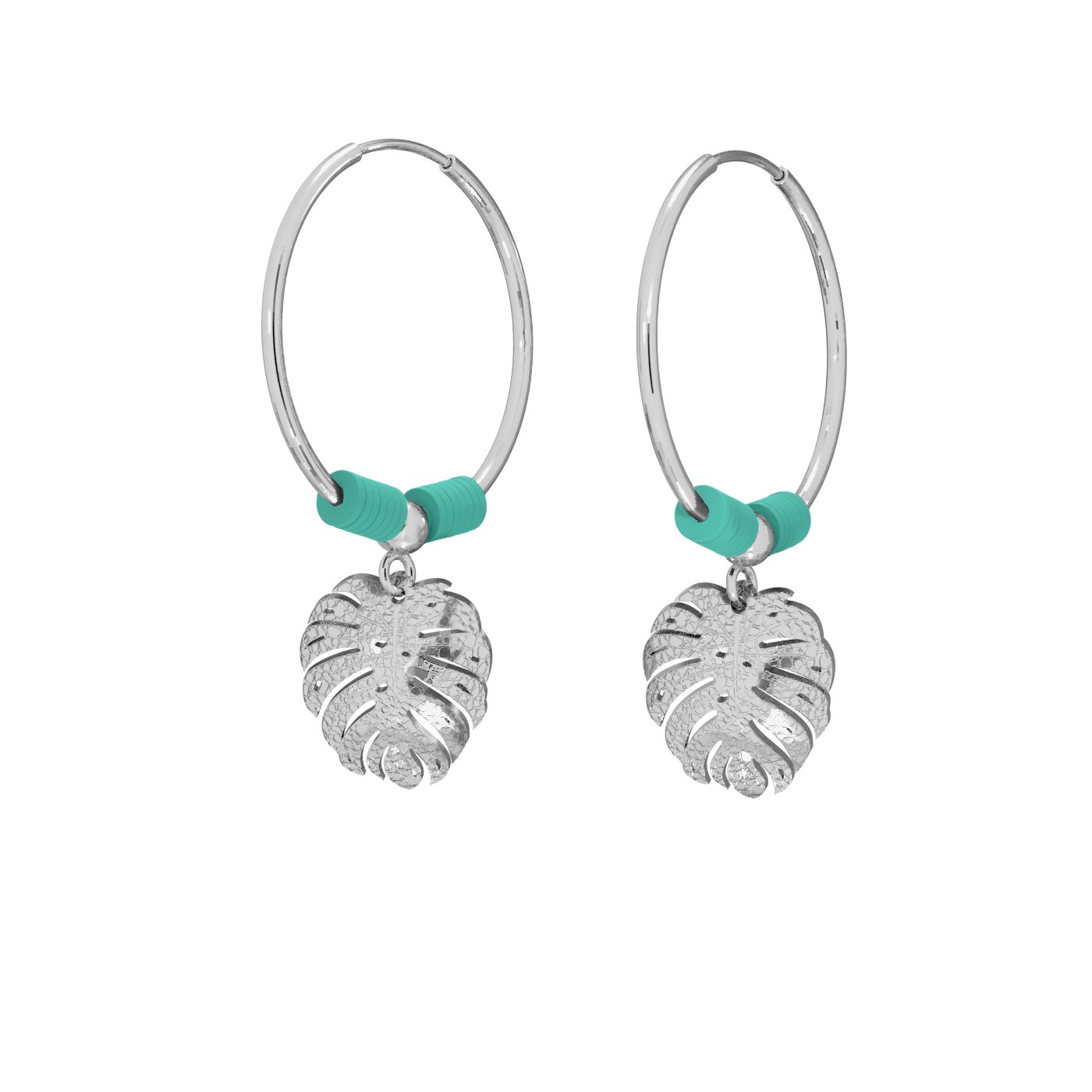 Monstera leaf hoop earring, T°ra'vel'' sterling silver 925