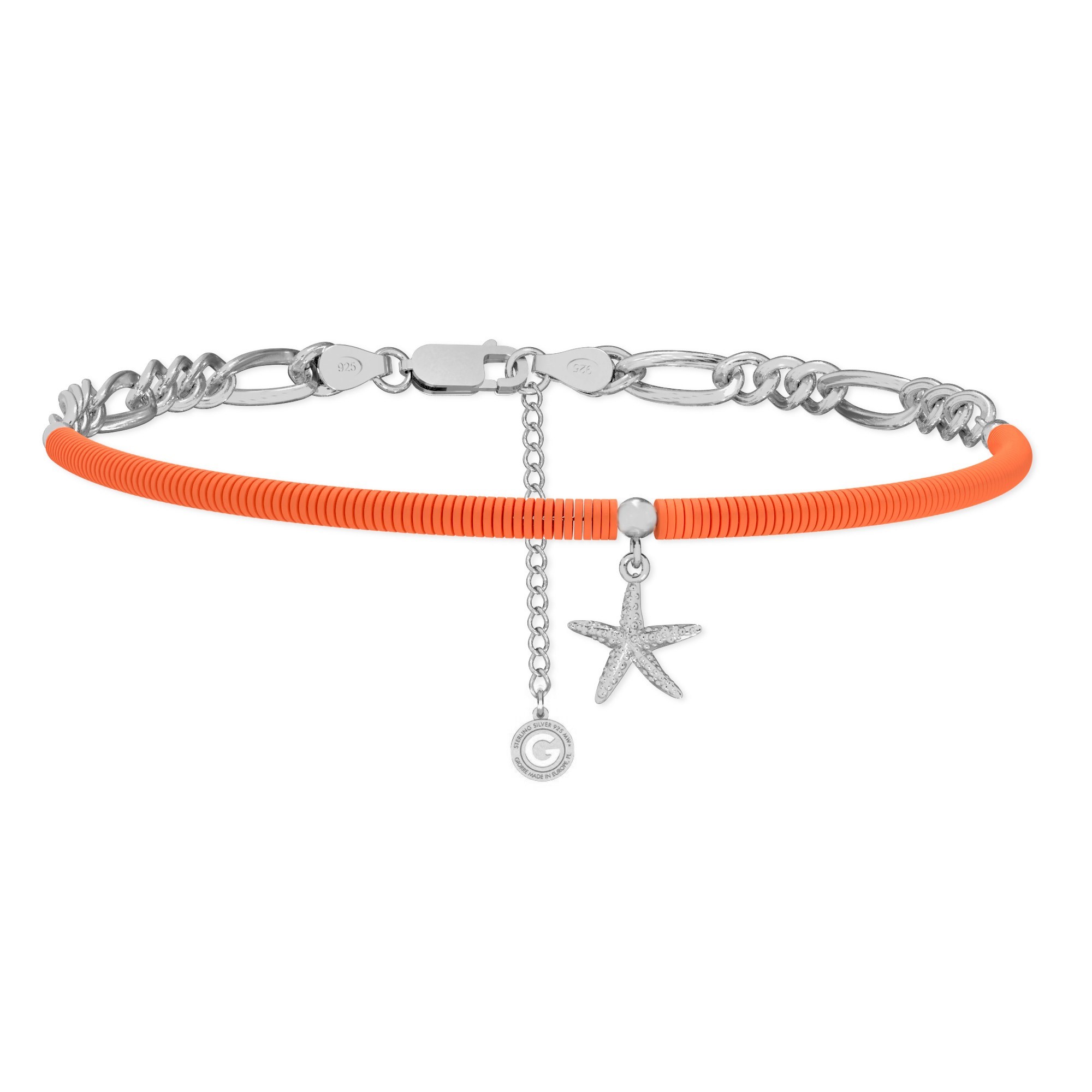 Colorful clay choker with starfish, T°ra'vel'' , Silver 925