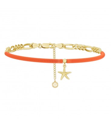 Colorful clay choker with starfish, Silver 925