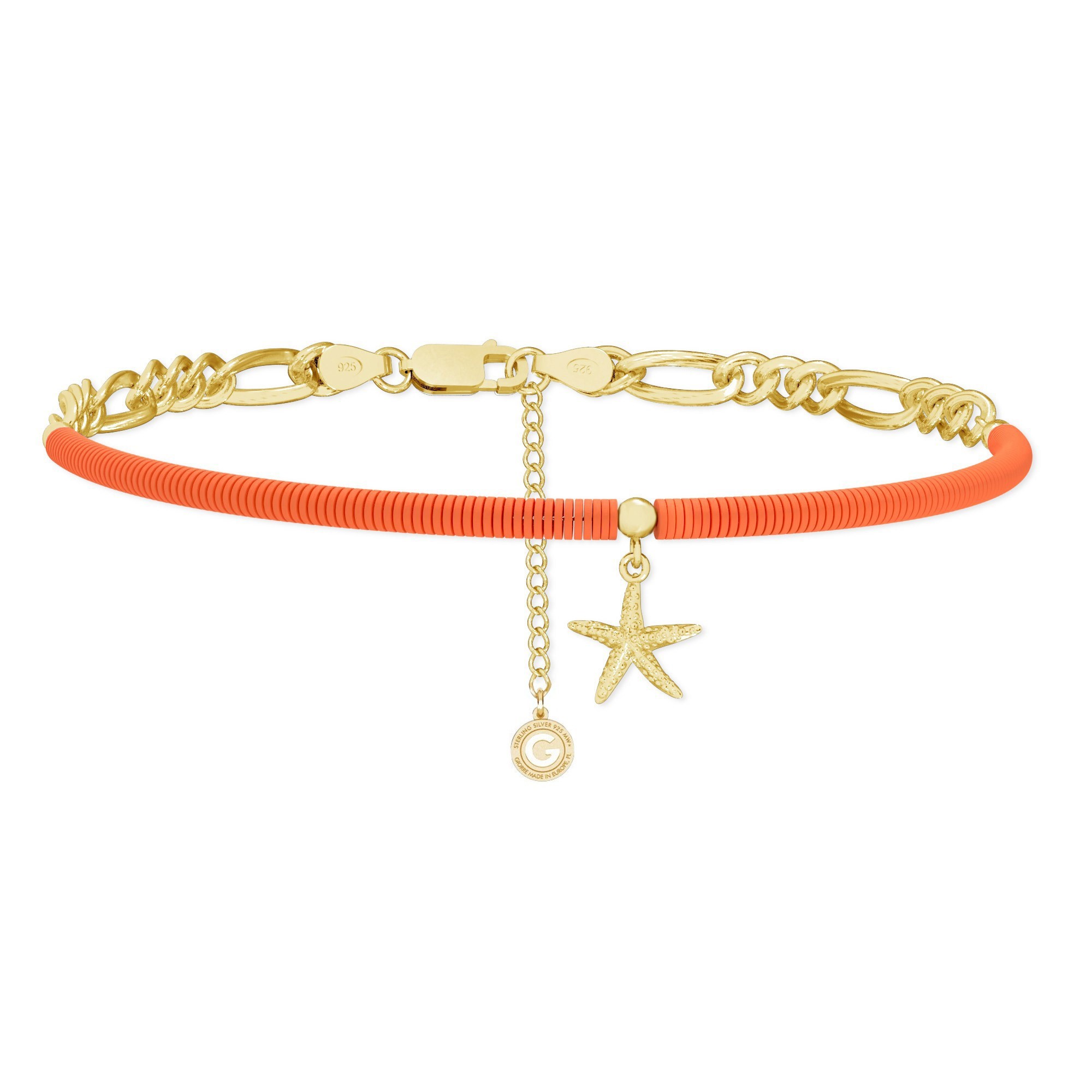Colorful clay choker with starfish, T°ra'vel'' , Silver 925