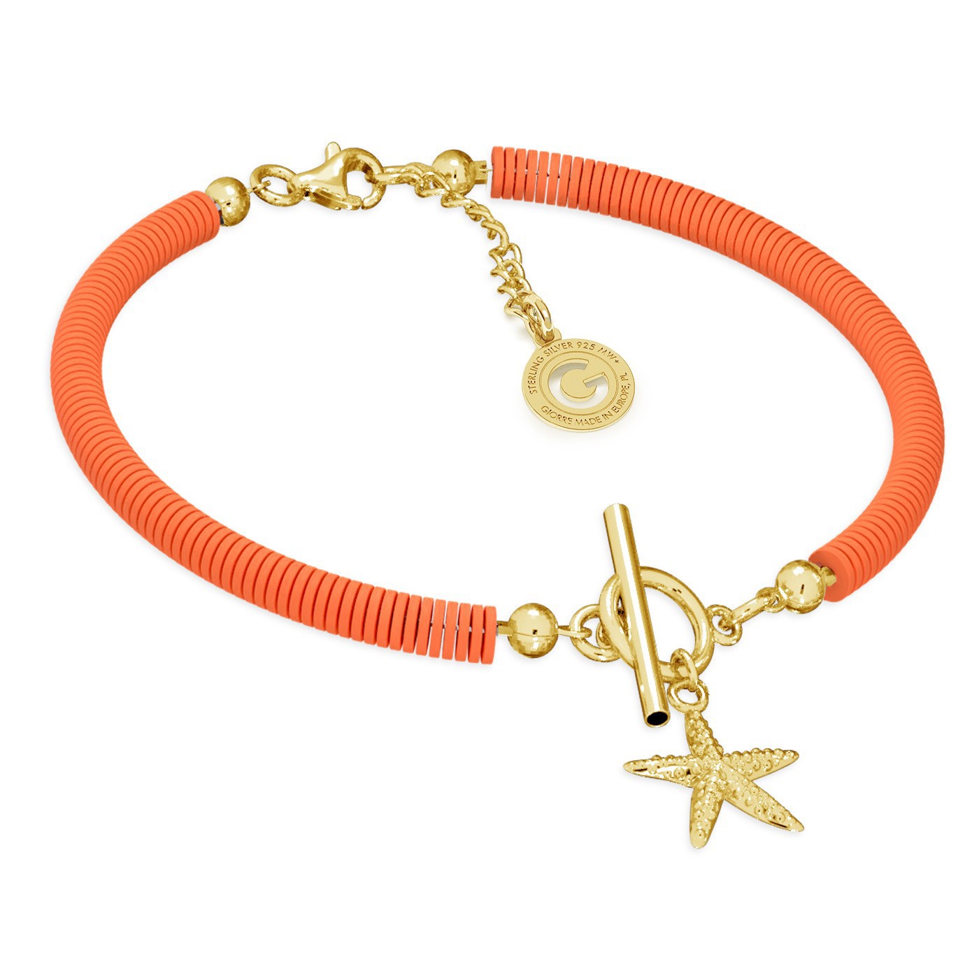 Colorful clay bracelet with starfish, T°ra'vel'' , Silver 925