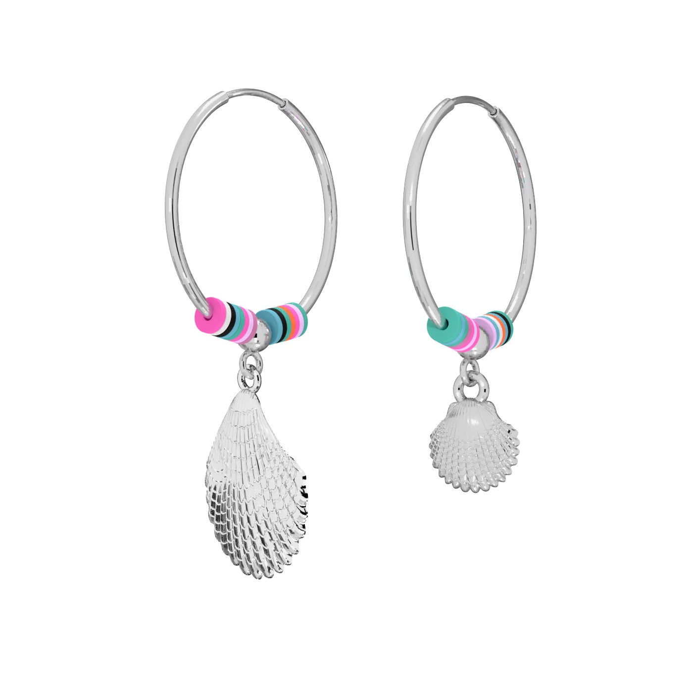 Shell hoop earring, MON DÉFI sterling silver 925