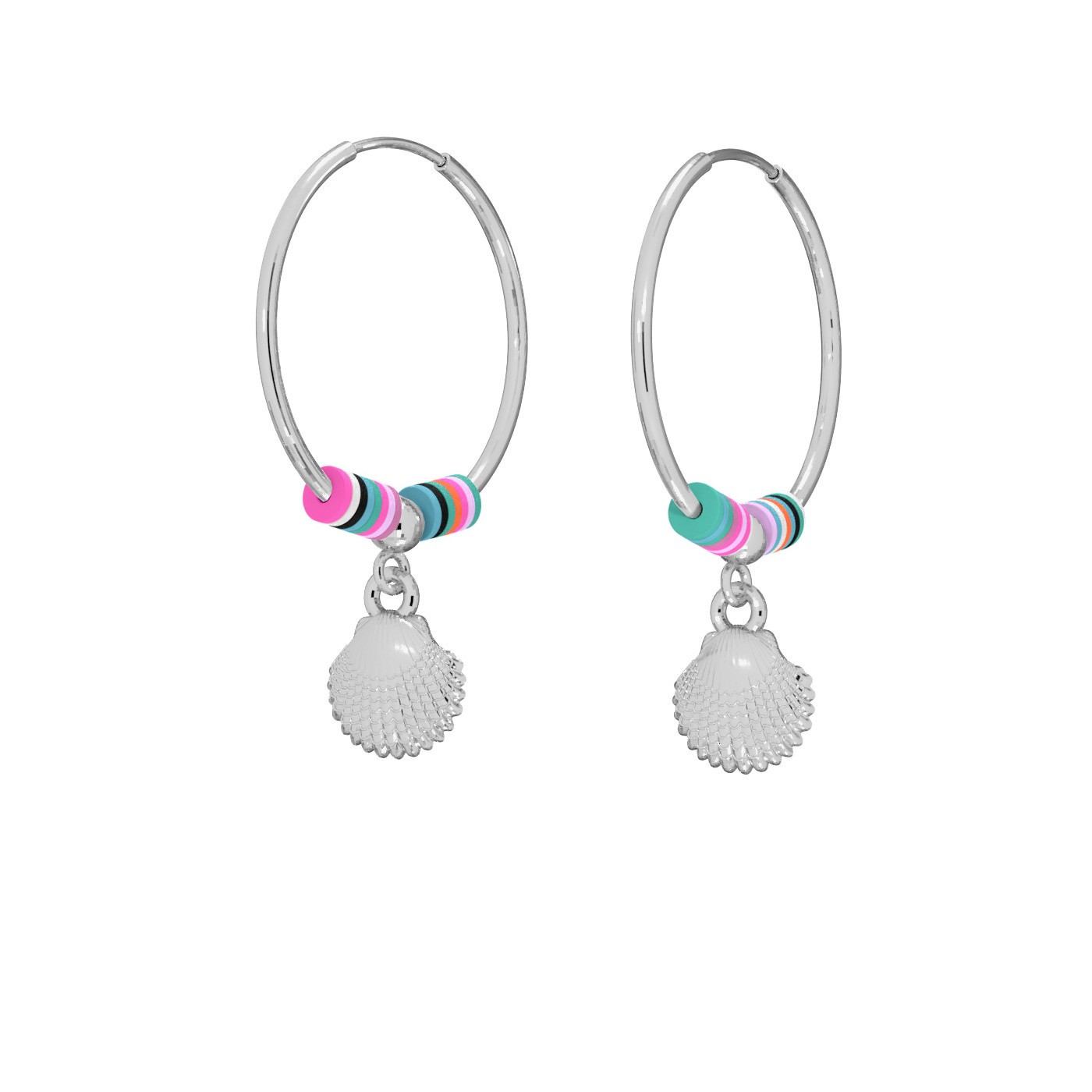 Shell hoop earring, T°ra'vel'' sterling silver 925
