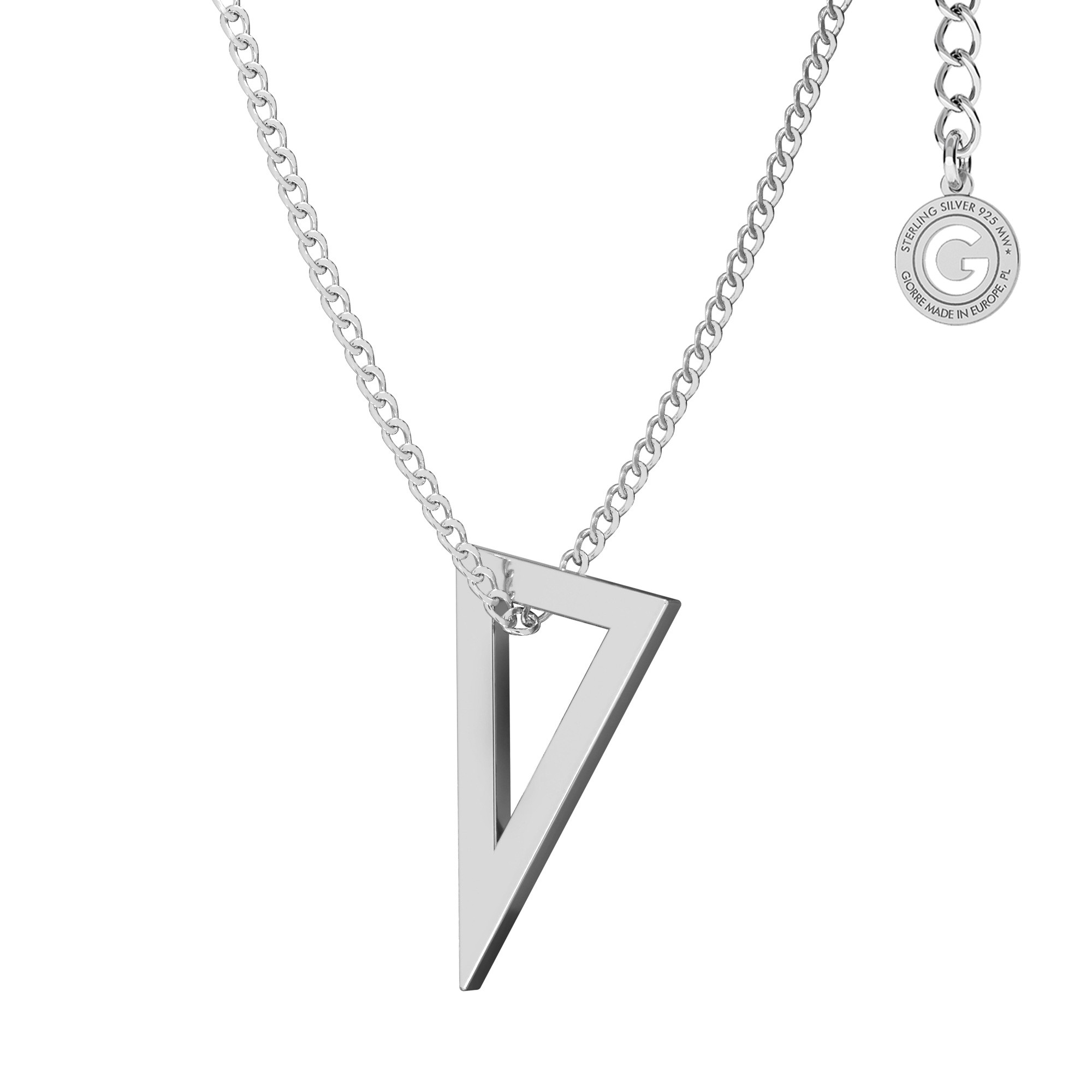Collar geométrico con colgante triángulo, plata 925