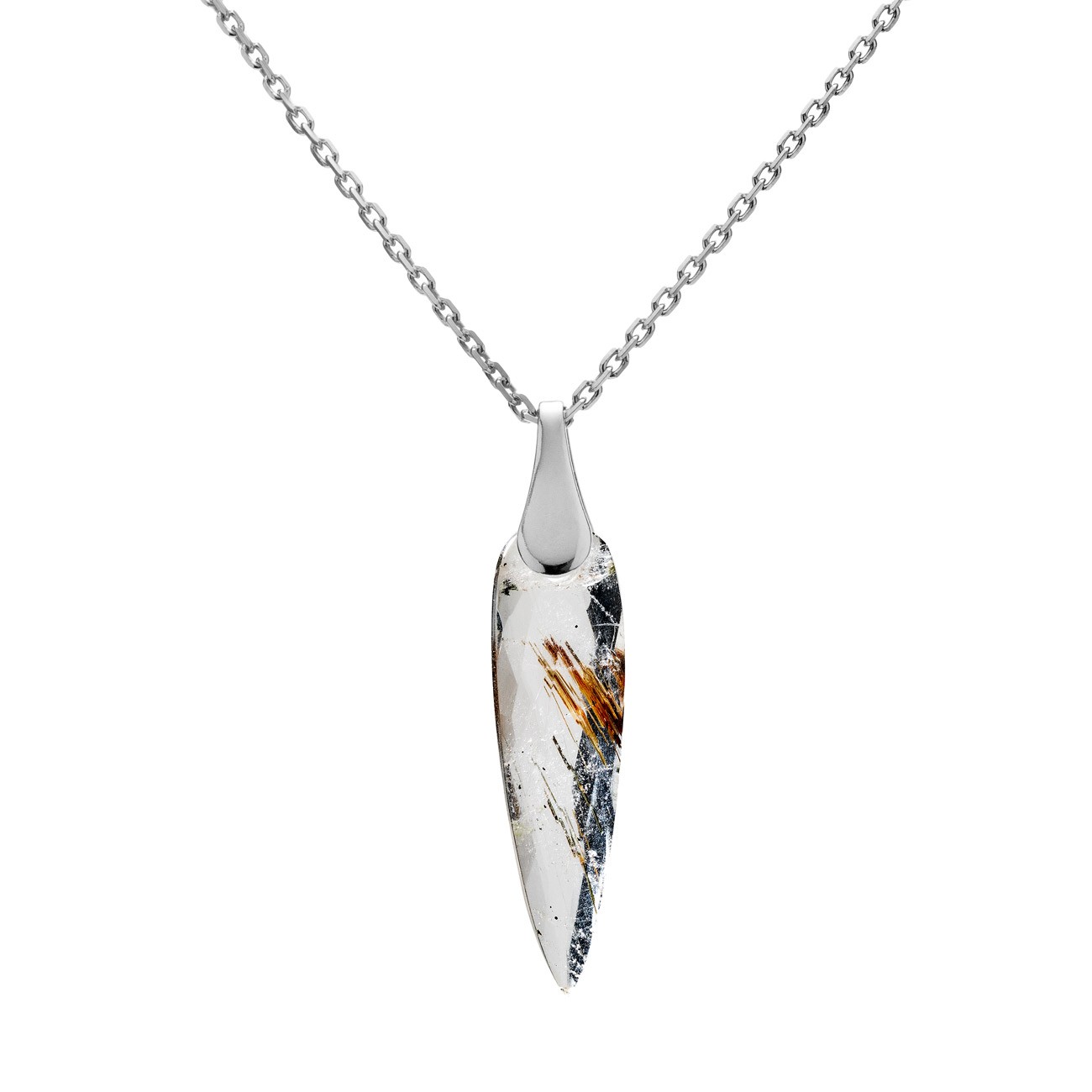 Necklace with natural stone Gavbari - Rose Cut, sterling silver 925