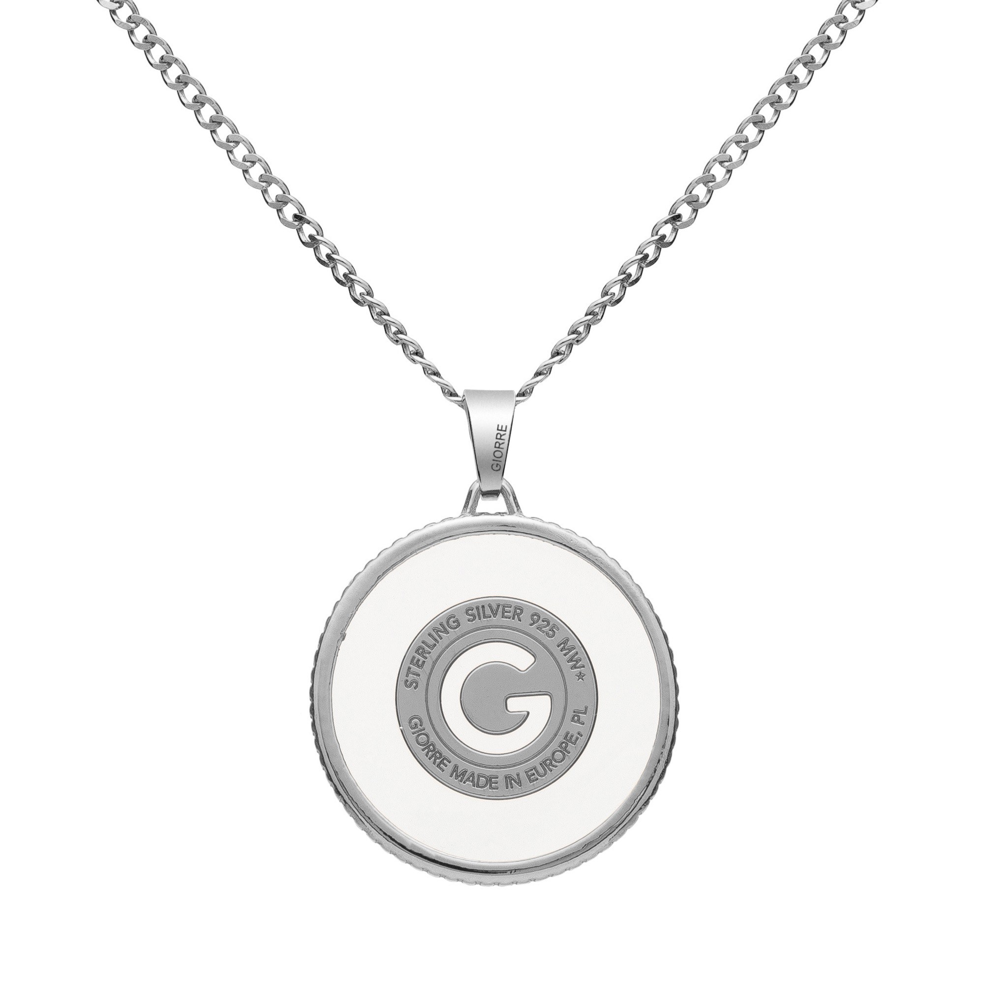 Srebrny medalion z logo GIORRE, żywica, srebro 925