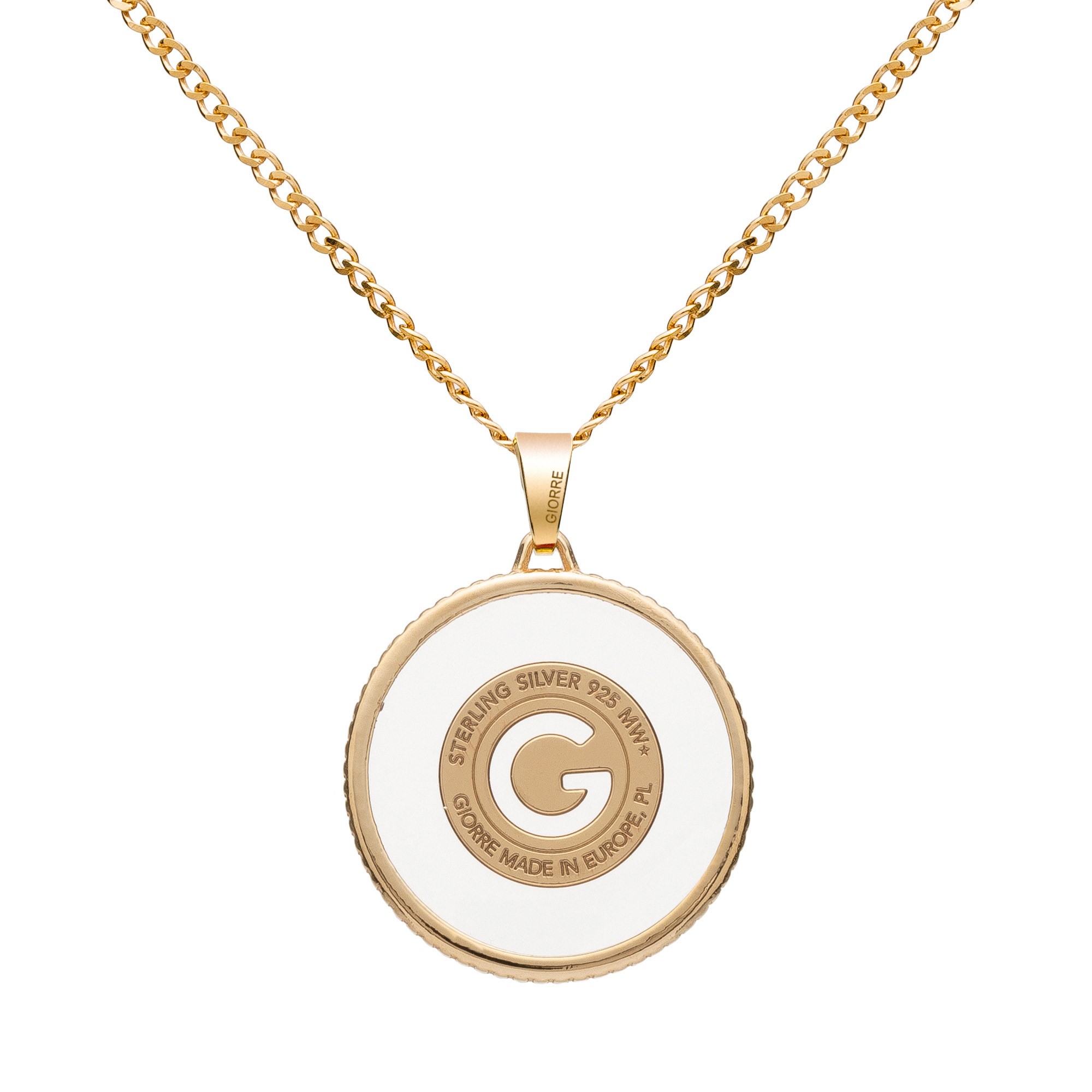 Silver medallion with GIORRE logo, resin, 925 silver