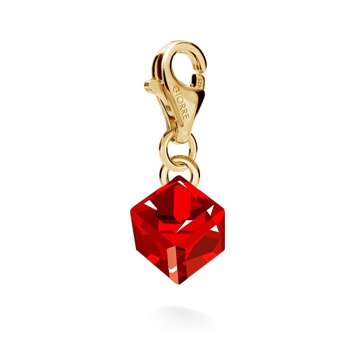 CHARM 99, CUBE, SWAROVSKI 4841 MM 6, STERLING SILVER (925) RHODIUM OR GOLD PLATED