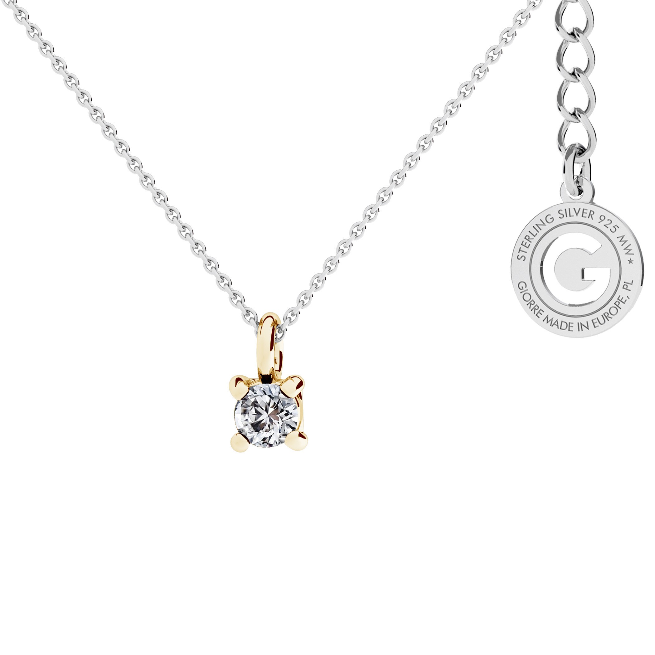 Silver necklace with zirconia , silver 925