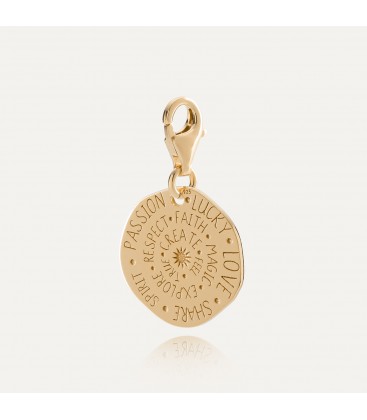 Charms zawieszka beads - moneta, talizman szczęścia, srebro 925