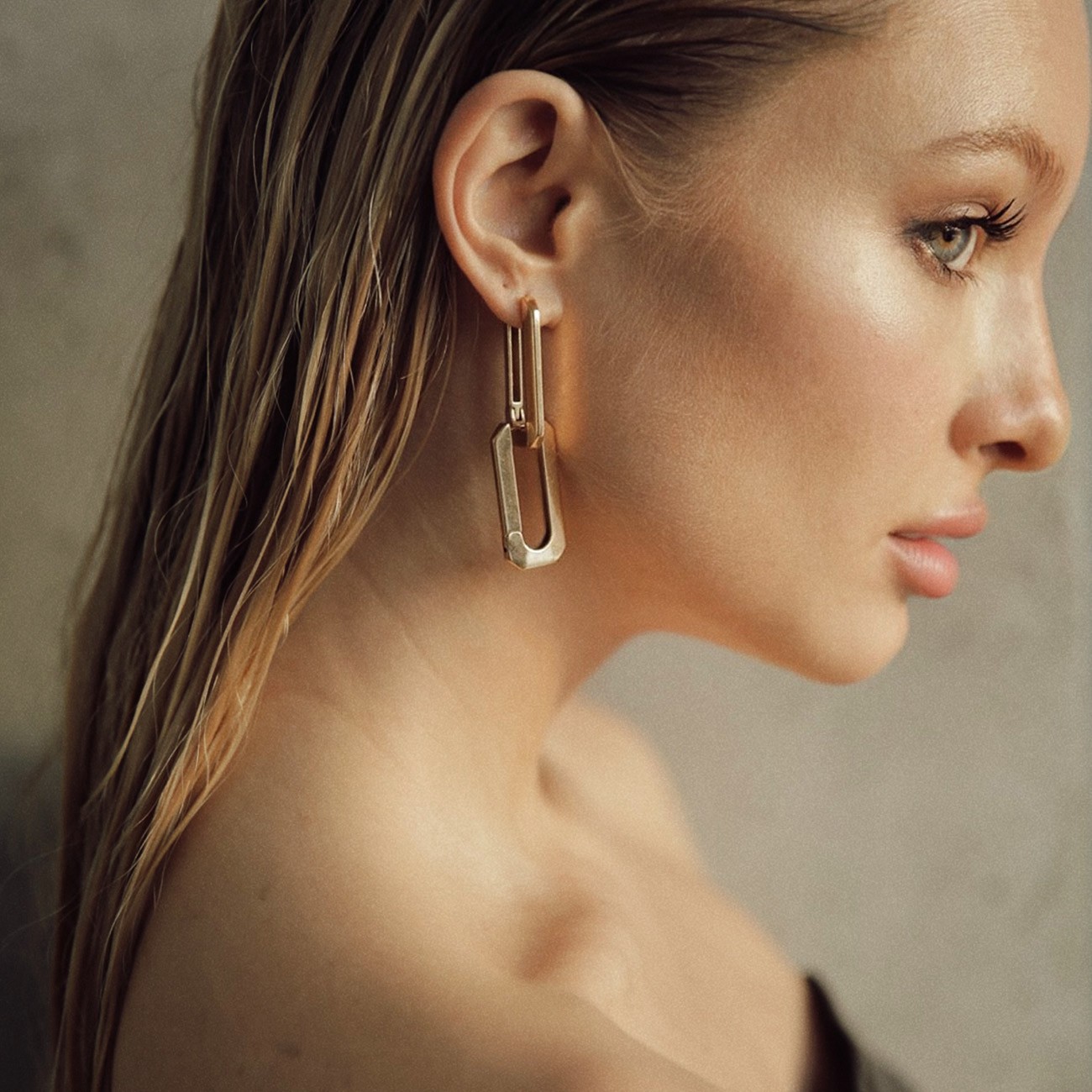 Geometric rectangles earrings - large, sterling silver 925