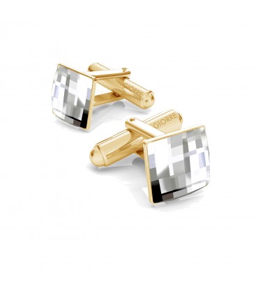 Silver cufflinks with rectangle crystals 925