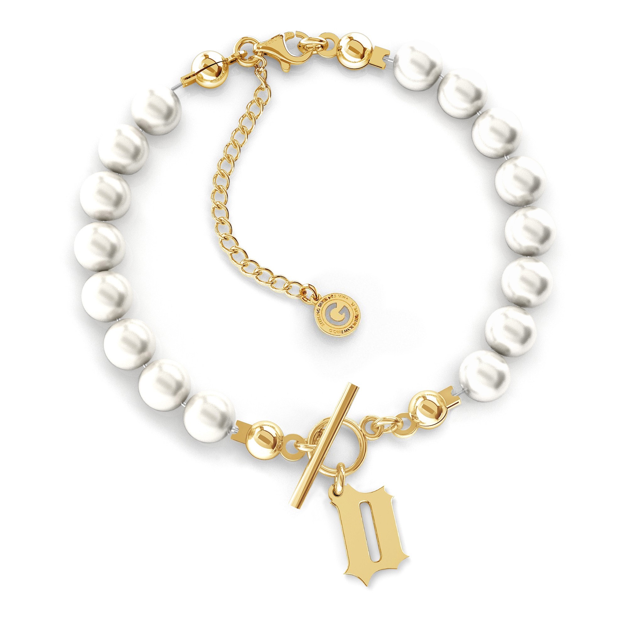 Perlen armband mit brief T°ra'vel'' sterling silber 925
