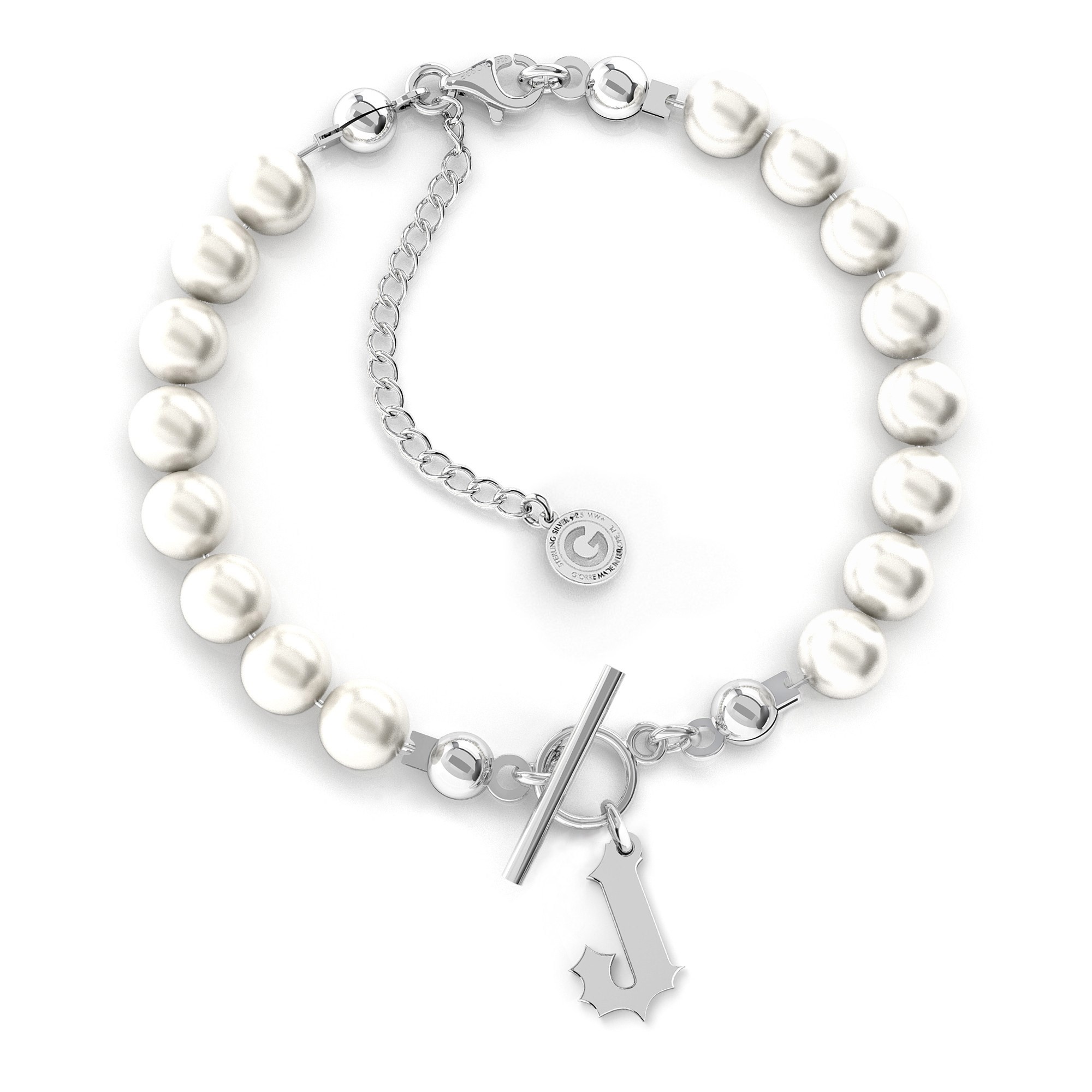 Perlen armband mit brief T°ra'vel'' sterling silber 925