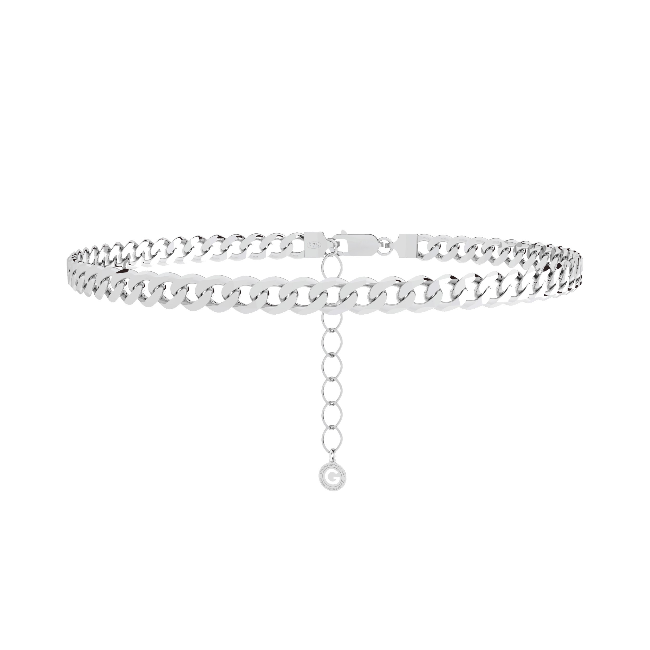 Silver chain necklace curb choker 925