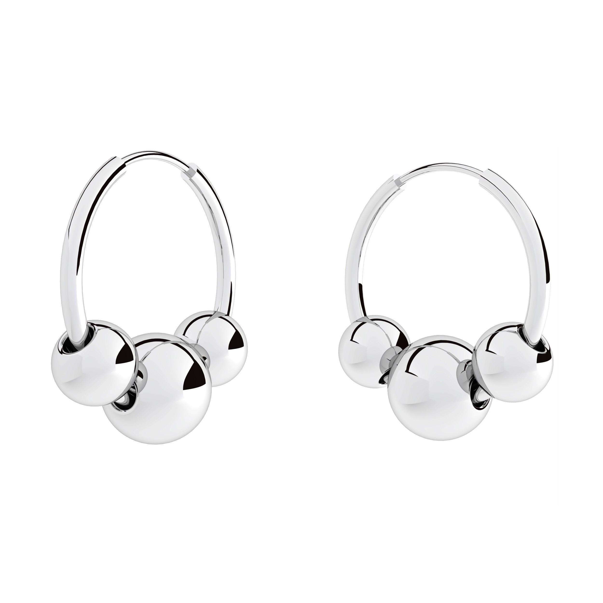 Hoop earrings with balls 925