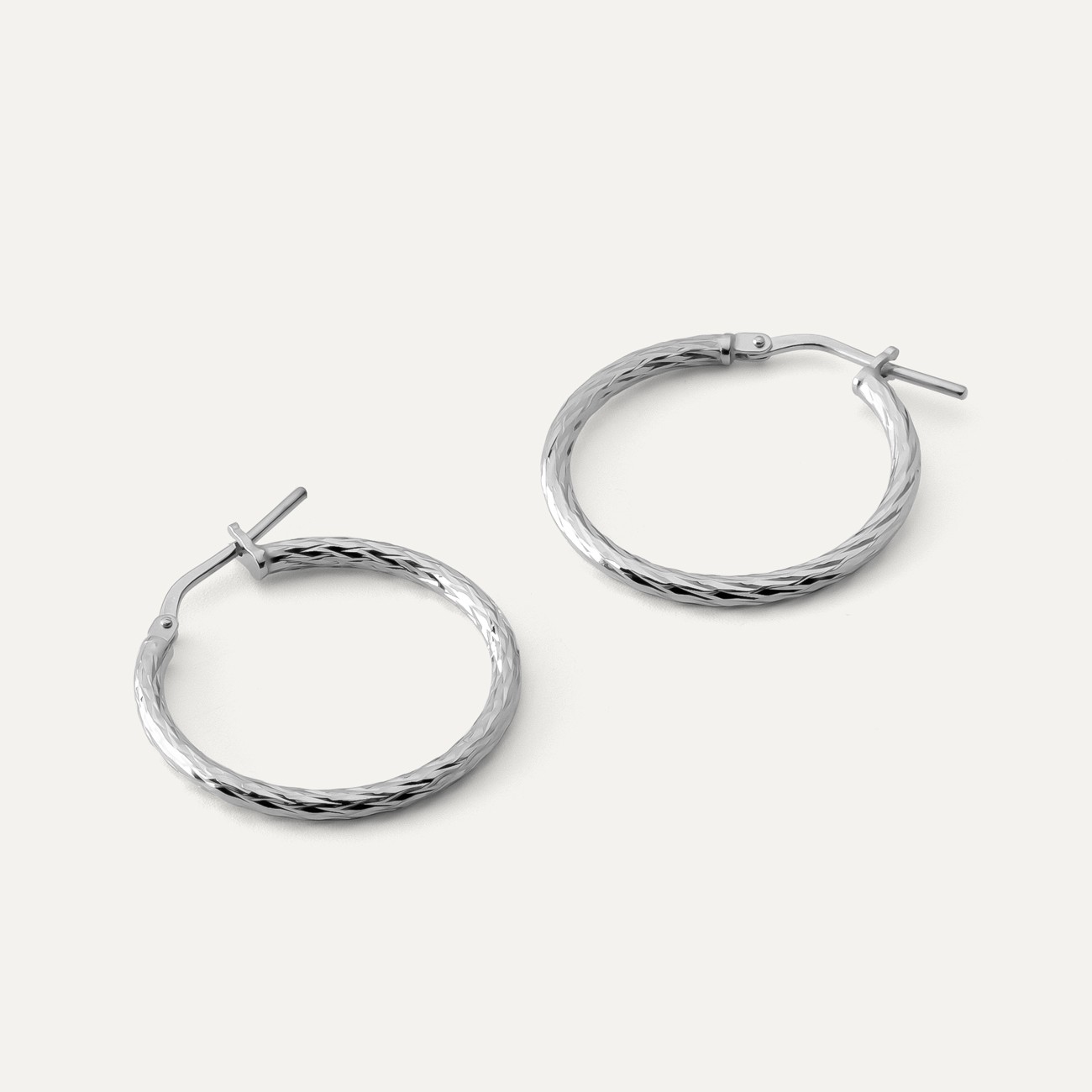 Round hoop earrings cm with clasp, silver 925