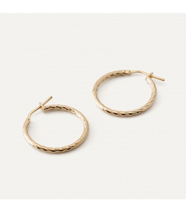 Round hoop earrings cm with clasp, silver 925