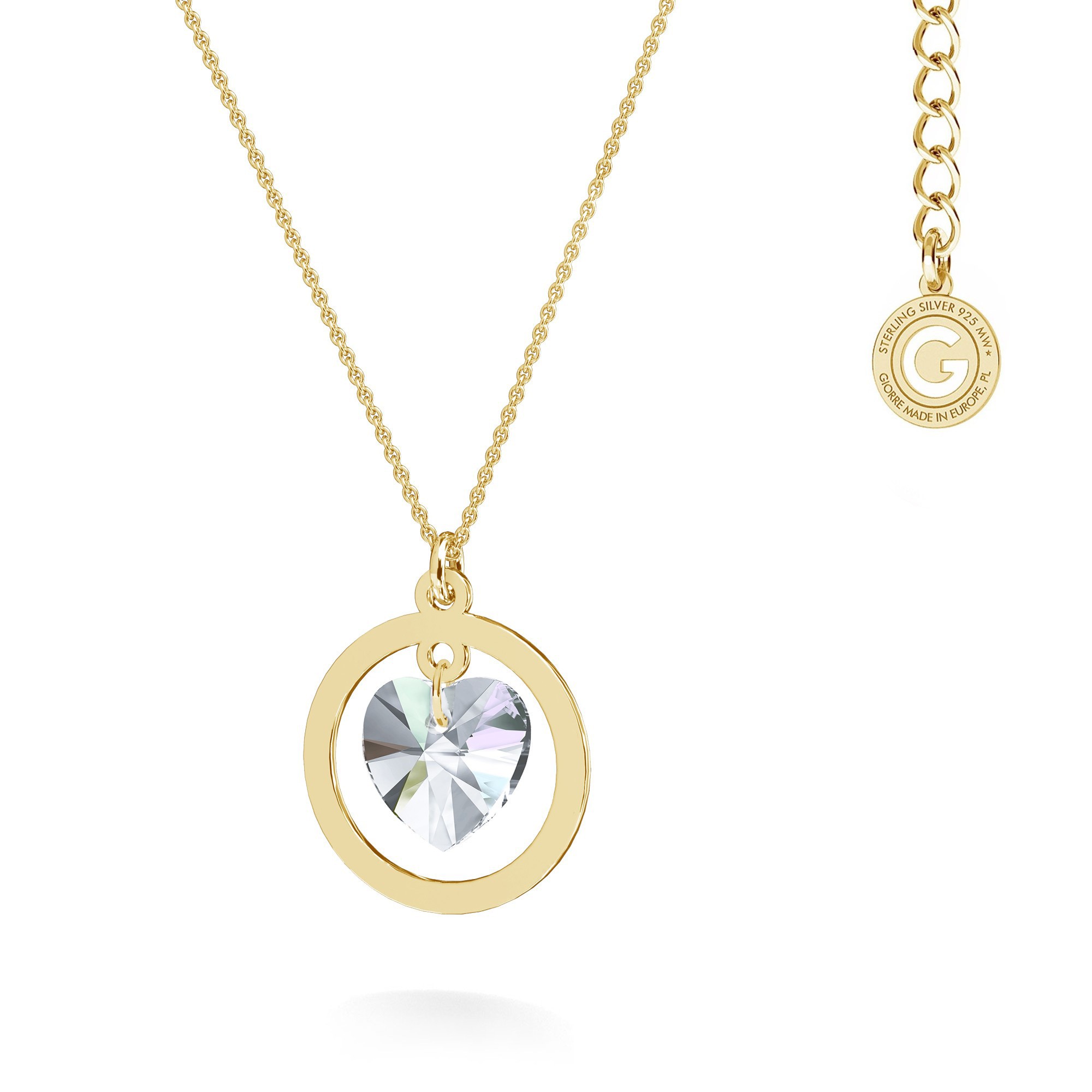 Crystal pendant necklace T°ra'vel'' , engraving, Swarovski, silver 925