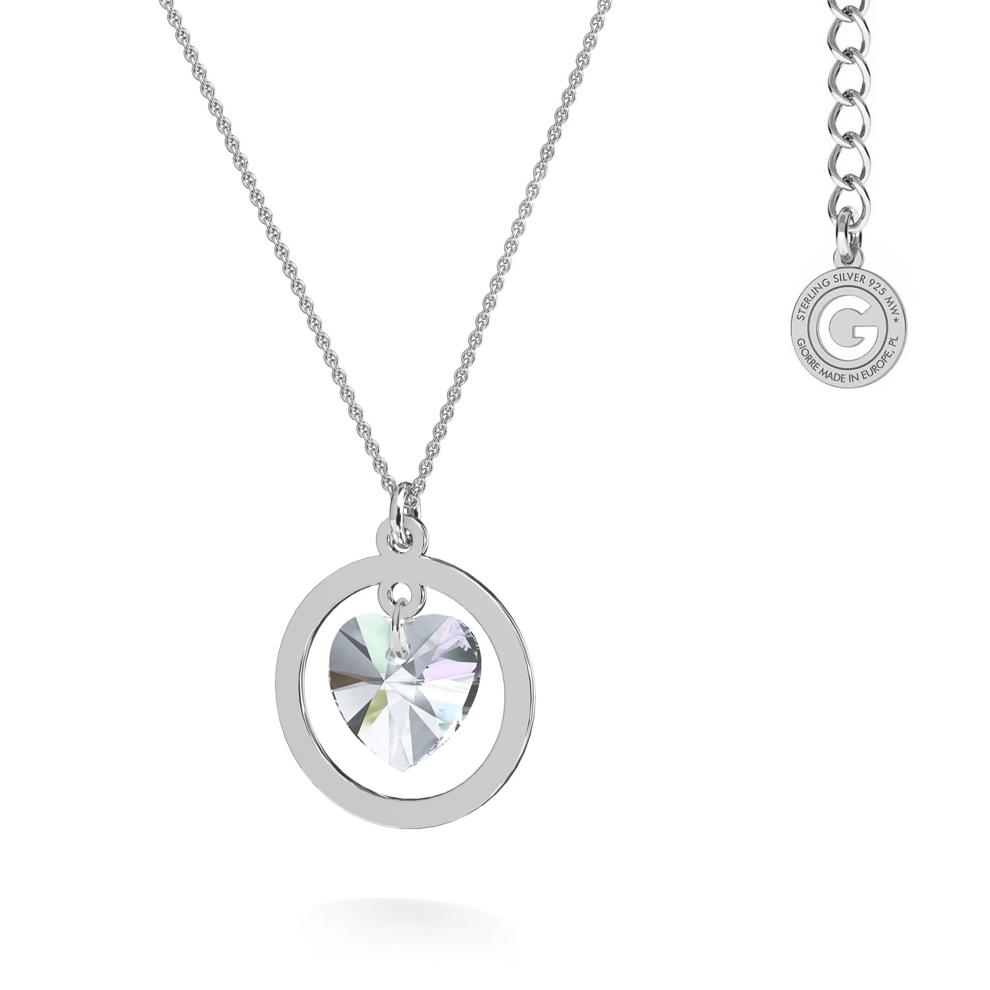 Crystal pendant necklace T°ra'vel'' , engraving, Swarovski, silver 925