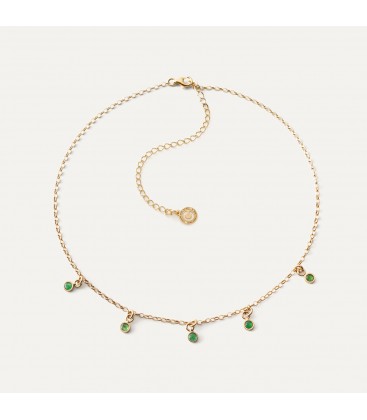 Silver choker with stones - green jade
