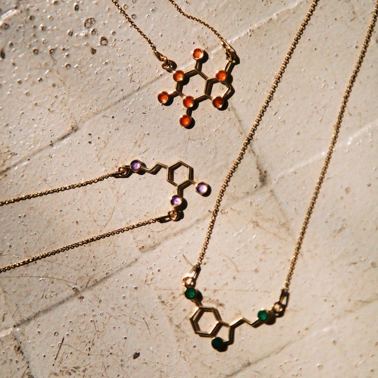 Caffeine necklace colorful stones