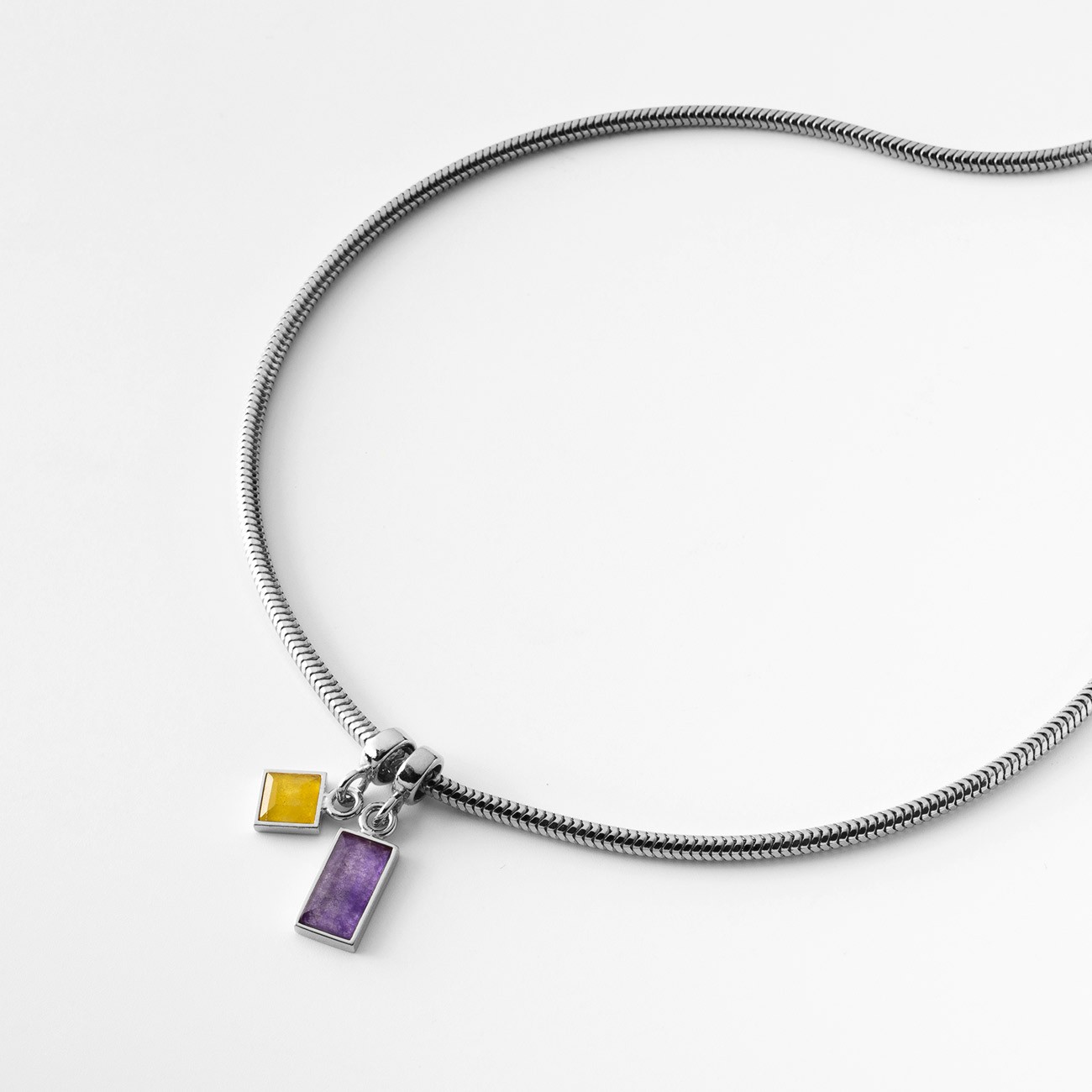 Geometric choker - rectangle and square with natural stones