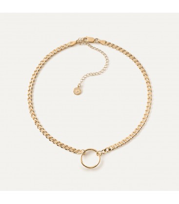 Choker curb chain with a ring, sterling silver 925