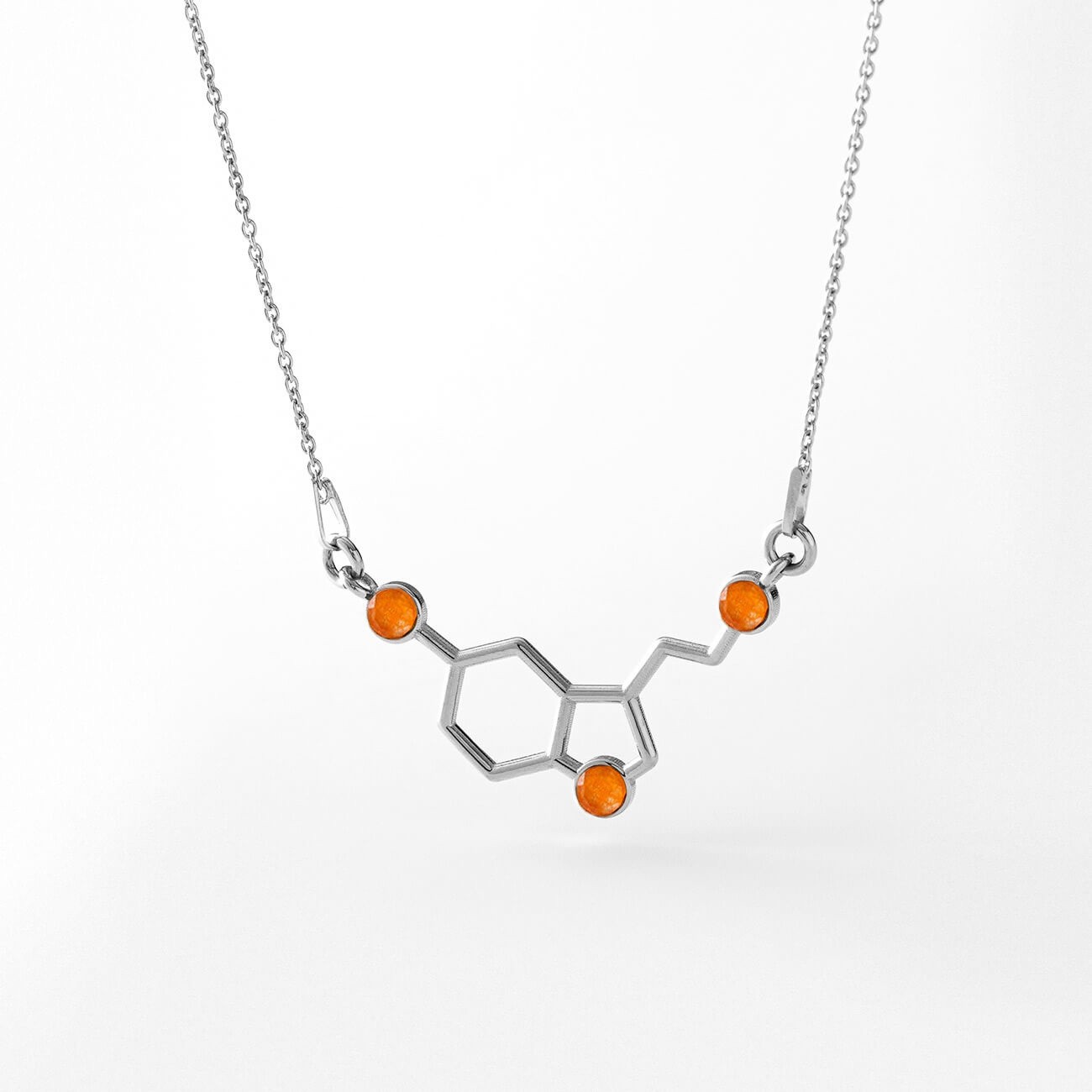 Naszyjnik chemiczny molekularny serotonina z kamieniem naturalnym